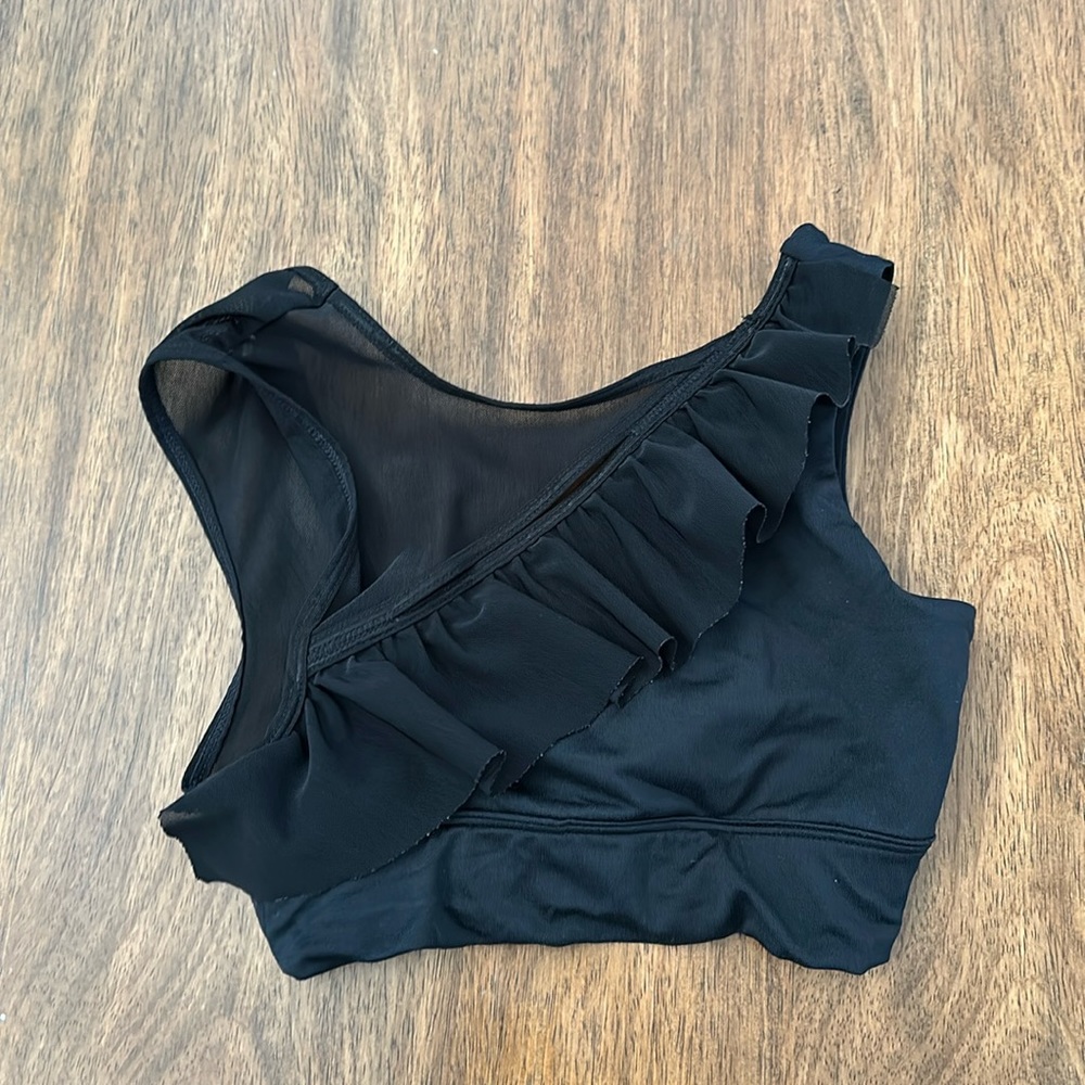 Jo and Jax black ruffle crop top in YL.